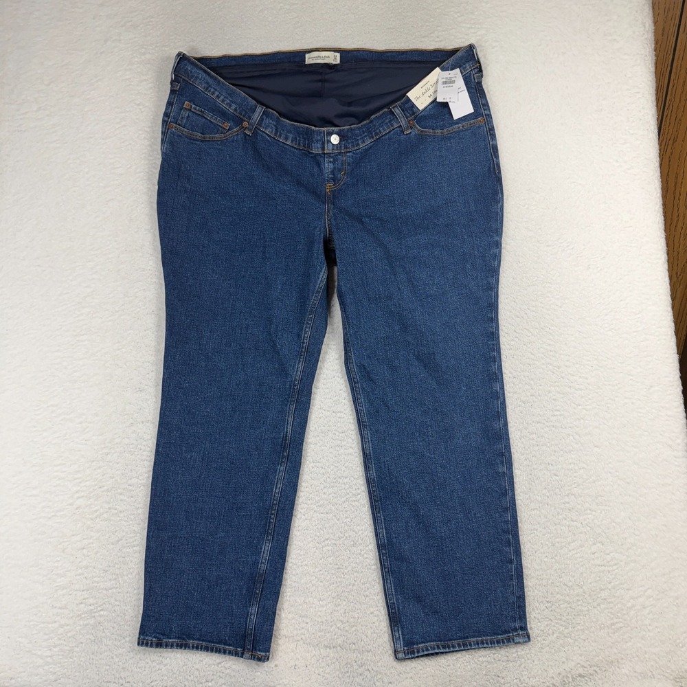 Abercrombie & Fitch Maternity Ankle Straight Jeans 34/18r (42-43x26) Blue NWT